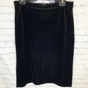 VINTAGE ACT III BLACK VELOUR MIDI SKIRT 14 USA MADE